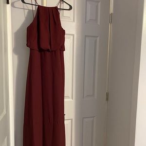 Maroon Floor Length Bridesmaids Dress